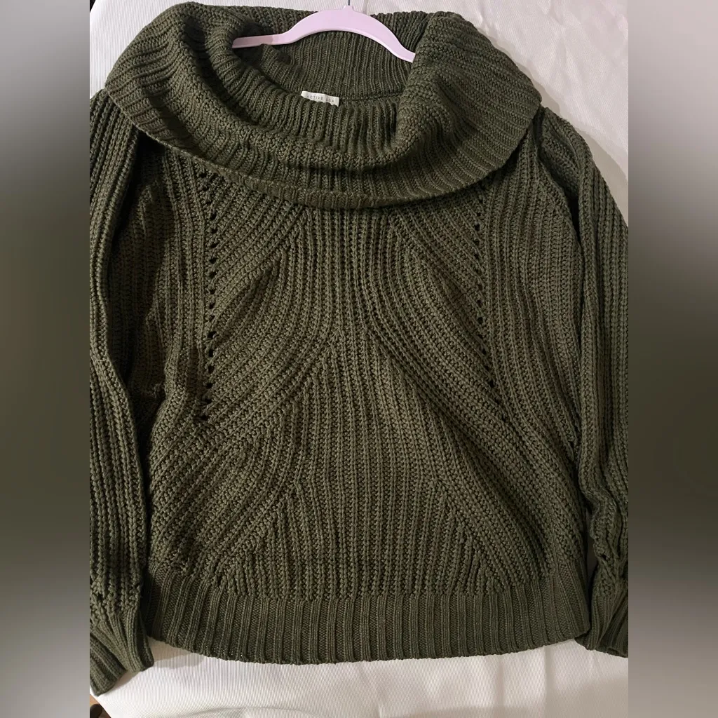 Active USA  Dark Olive Cowl Neck Sweater - Image 9
