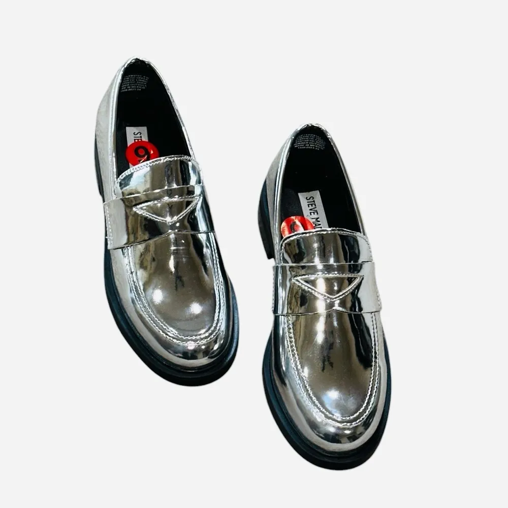 NEW Steve Madden Silver Leif Loafers Silver - Image 4