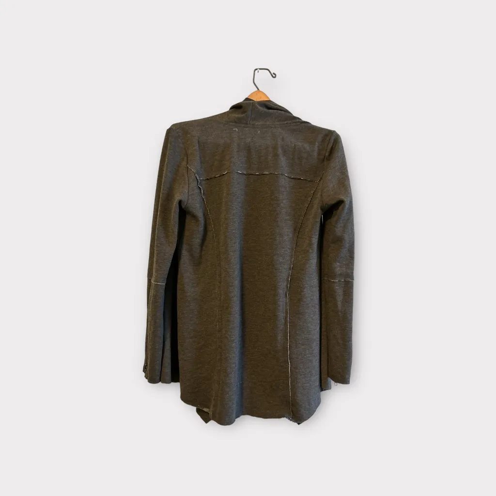 Ya Los Angeles Black Scarf Hem Lined Open Front
Duster Blazer Jacket Size S - Image 2