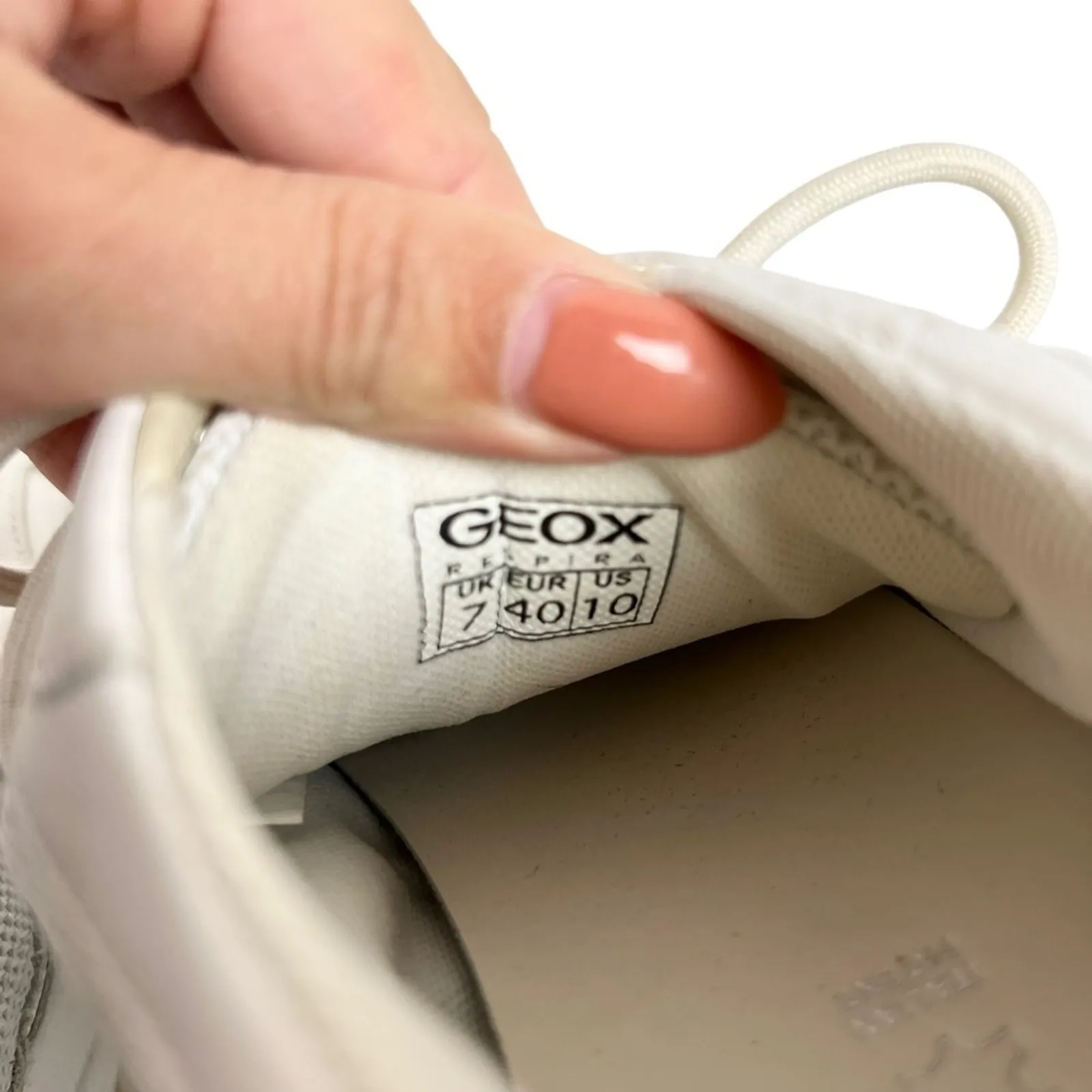Geox Respira Kirya‎ White Leather Chunky Sneakers Size 10 - Image 9