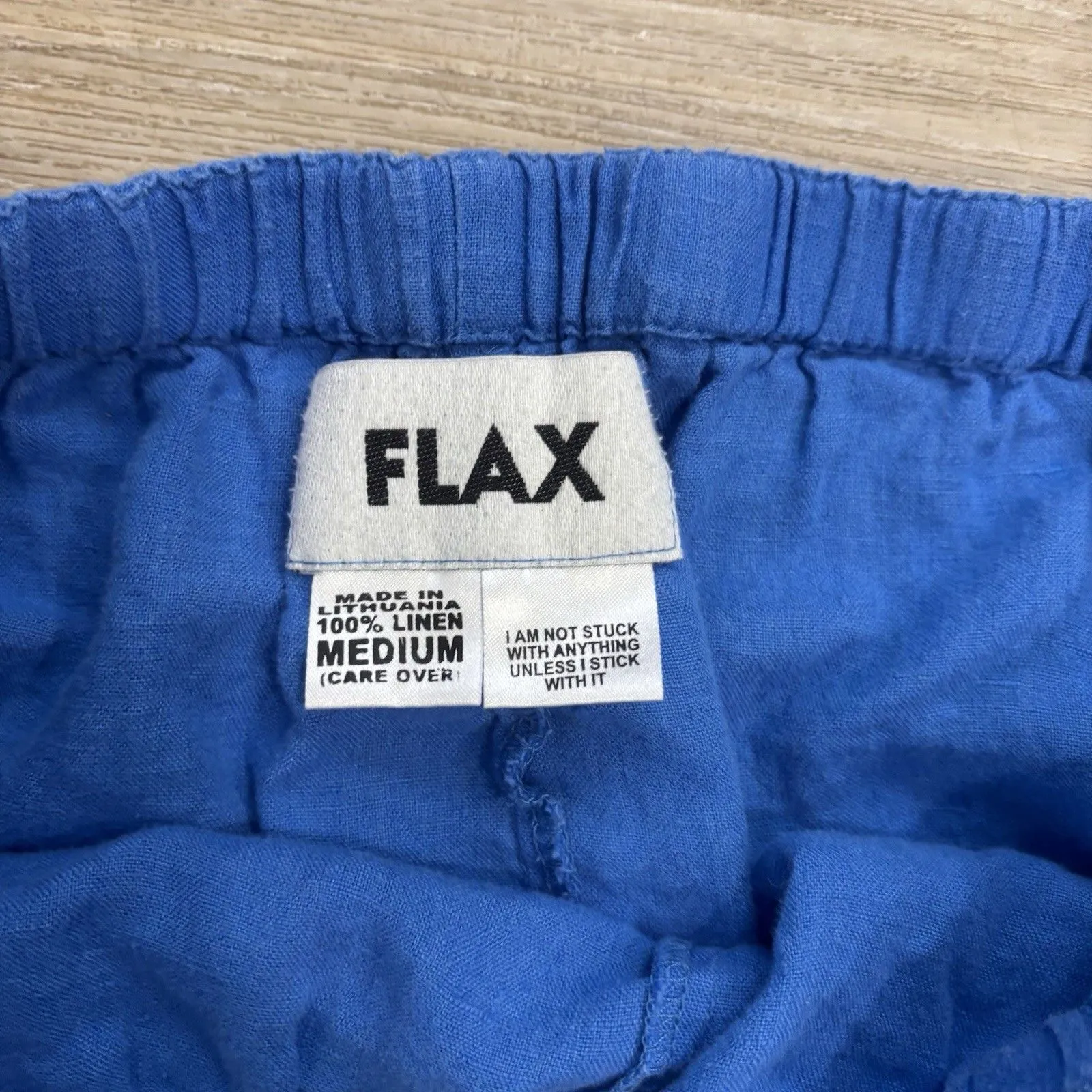 Flax Pants Womens Size Medium Blue Linen Boho Flowy Capris Lightweight - Image 2