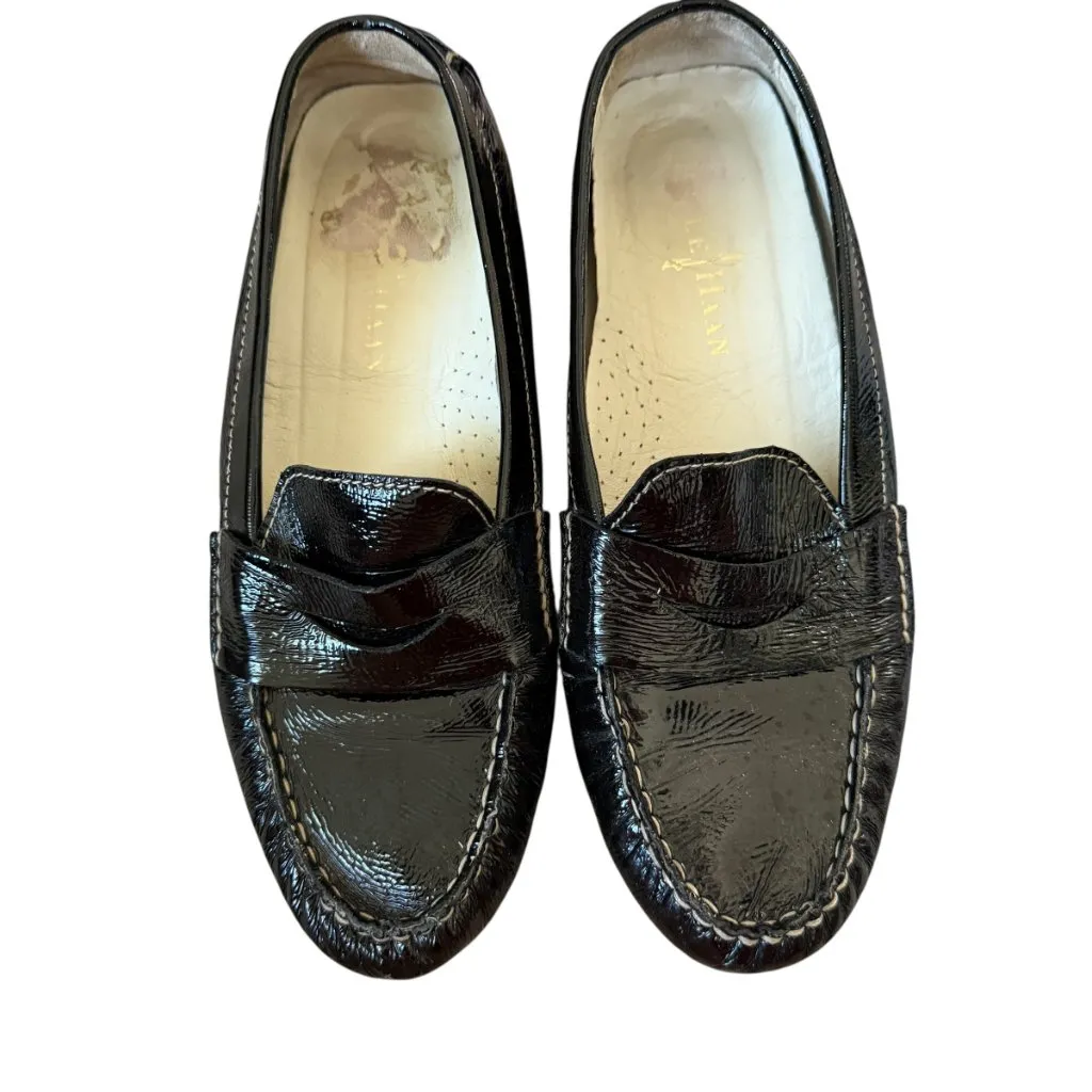 Nike Air Cole Haan black leather cushioned loafers flats non slip soles 6 1/2 - Image 7