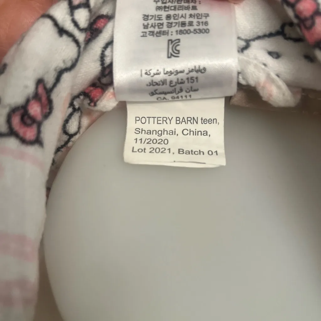 Hello Kitty Organic Flannel TEEN PAJAMA SET POTTERY BARN Pink - Image 3