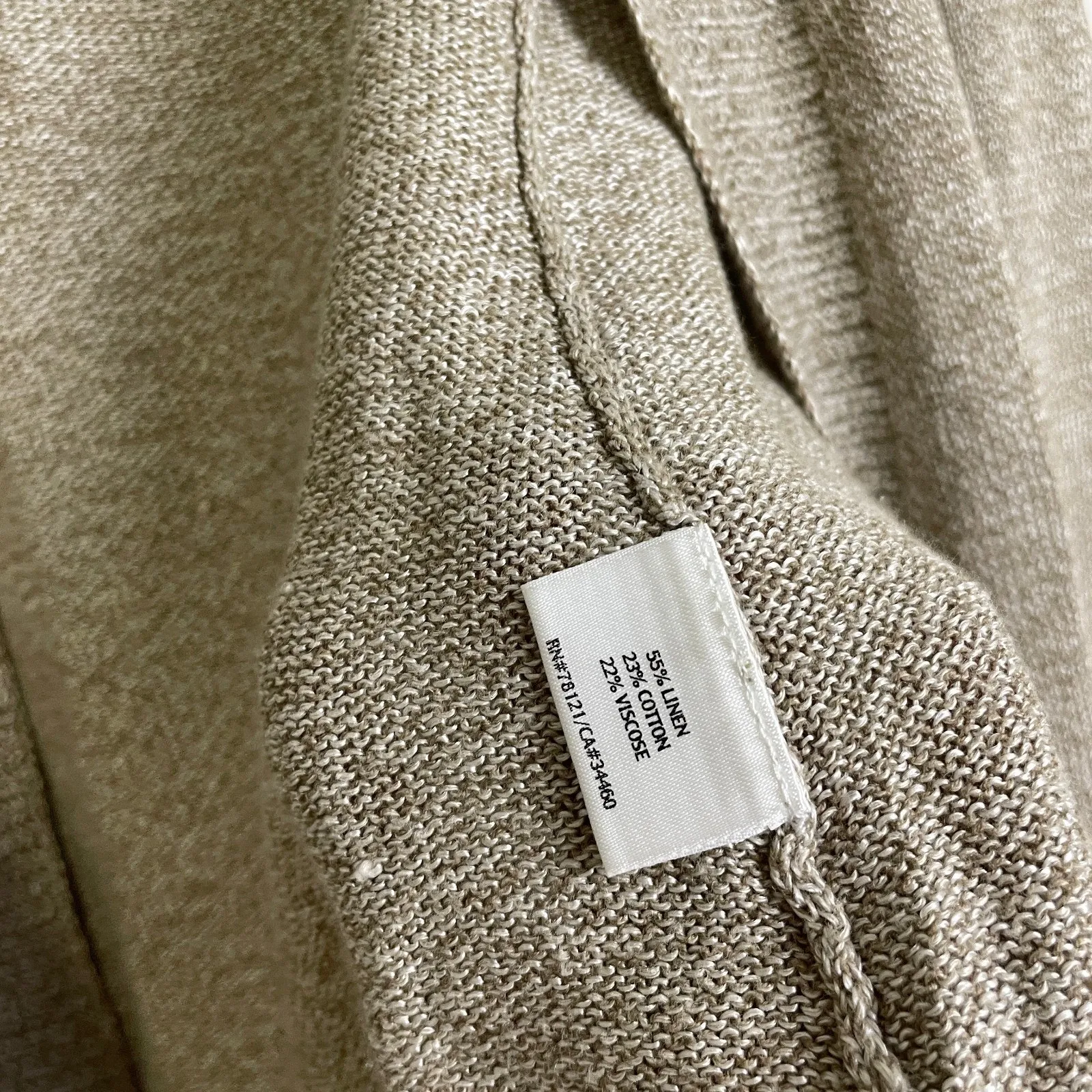 Eileen Fisher Cardigan Sweater Womens Small Tan Beige Linen Viscose Open Ribbed - Image 9