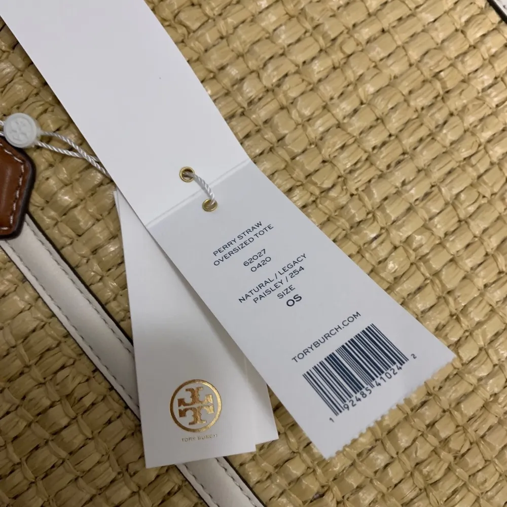 Authentic TORY BURCH Straw/Leather Oversized tote - Image 14