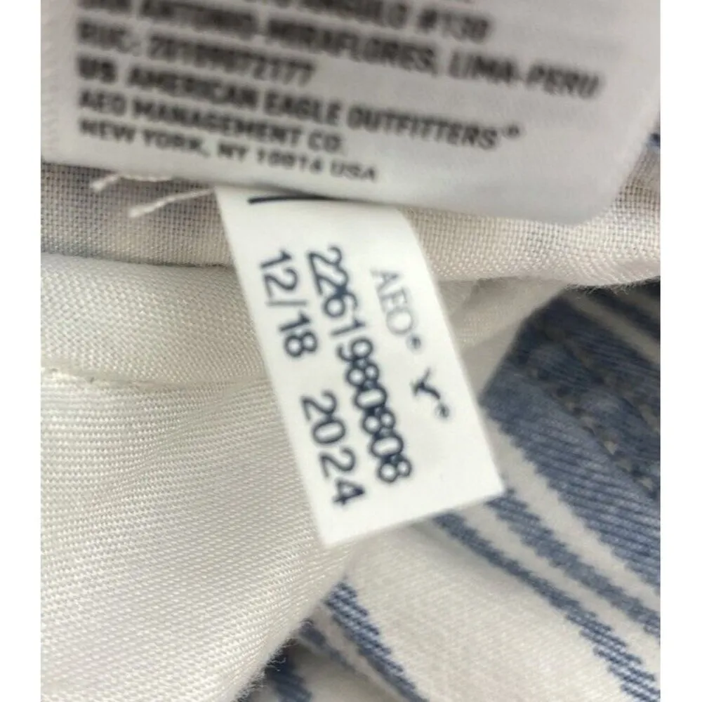*American Eagle Striped Mom Jeans Womens Size 6 Blue White Cottagecore Cowgirl - Image 7