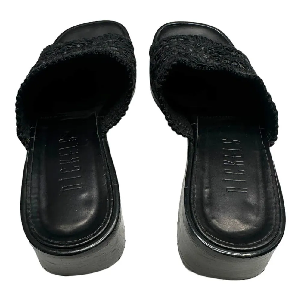 Nickels 90's Vintage Black Raffia Slide Mules Size 6 - Image 3