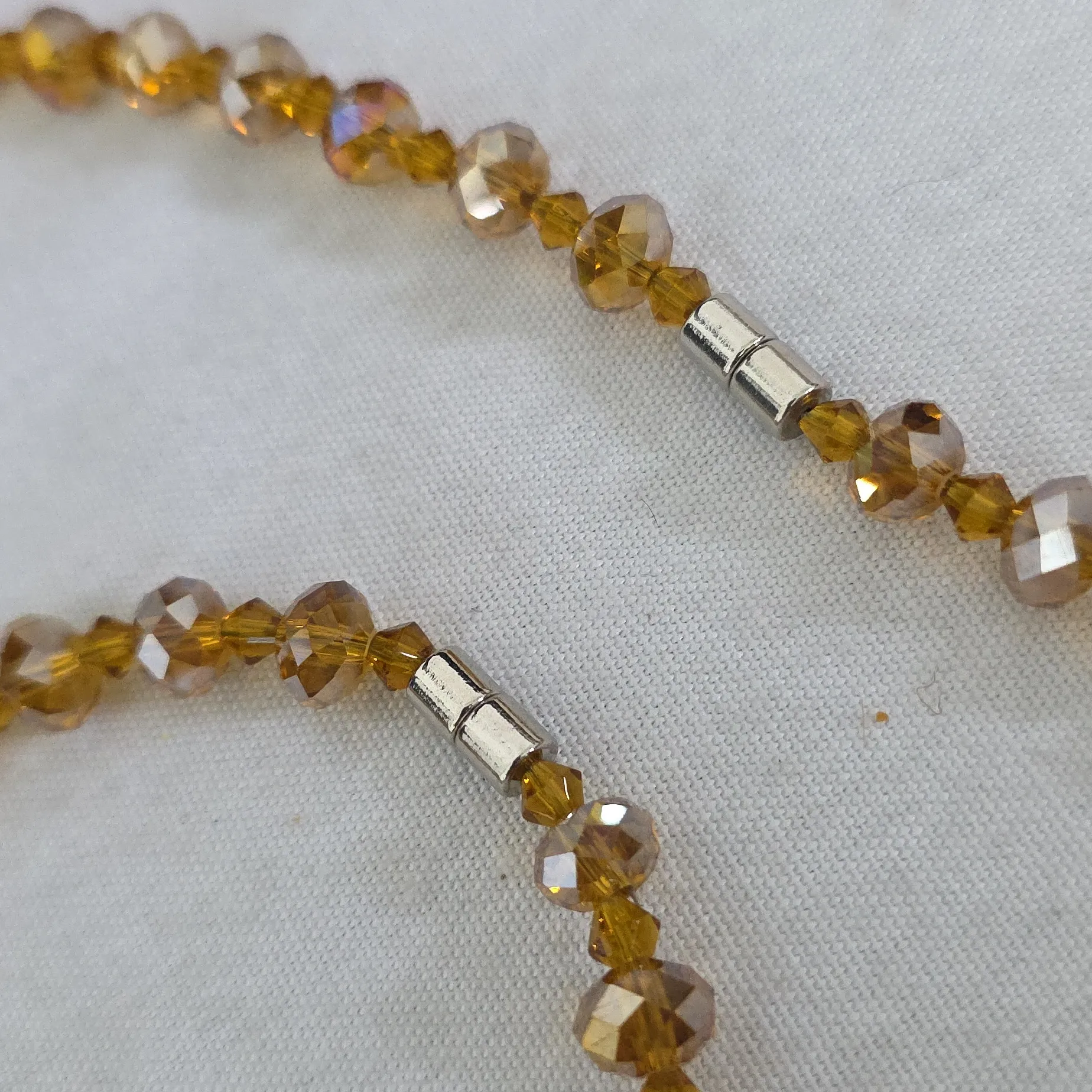 Champagne AB Crystal Bead Necklace Bracelet Earrings Set - Image 3