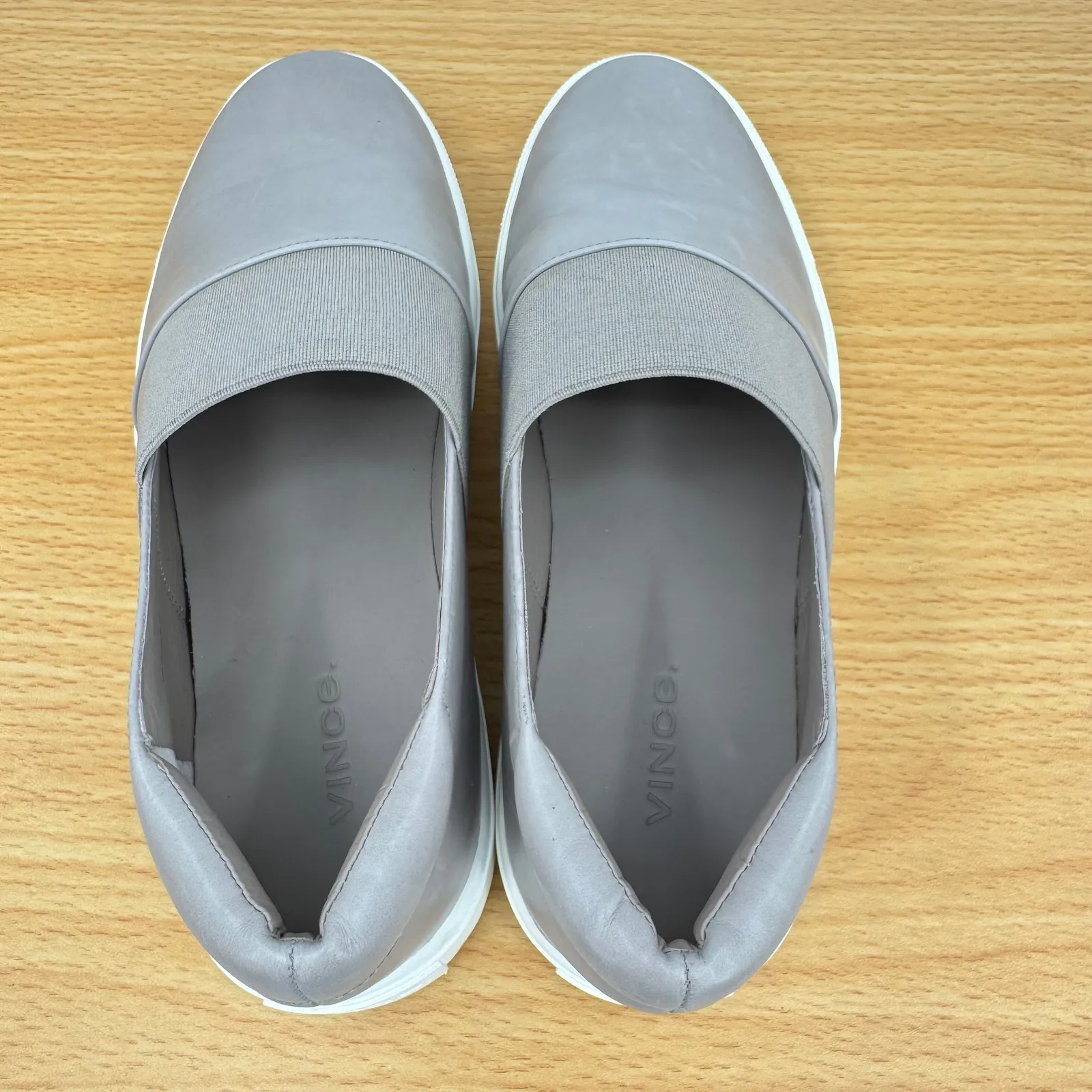 Vince Corbin shoes women's 7 sneakers slip on leather taupe - Image 4