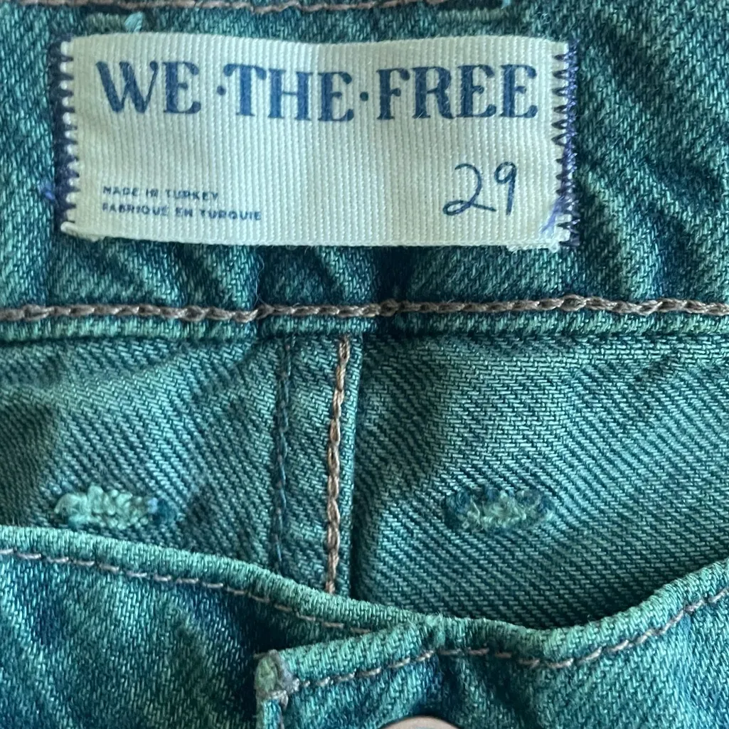 Free People We The Free Final Countdown Wide-Leg Cuffed Boyfriend Jeans in Green - Image 7