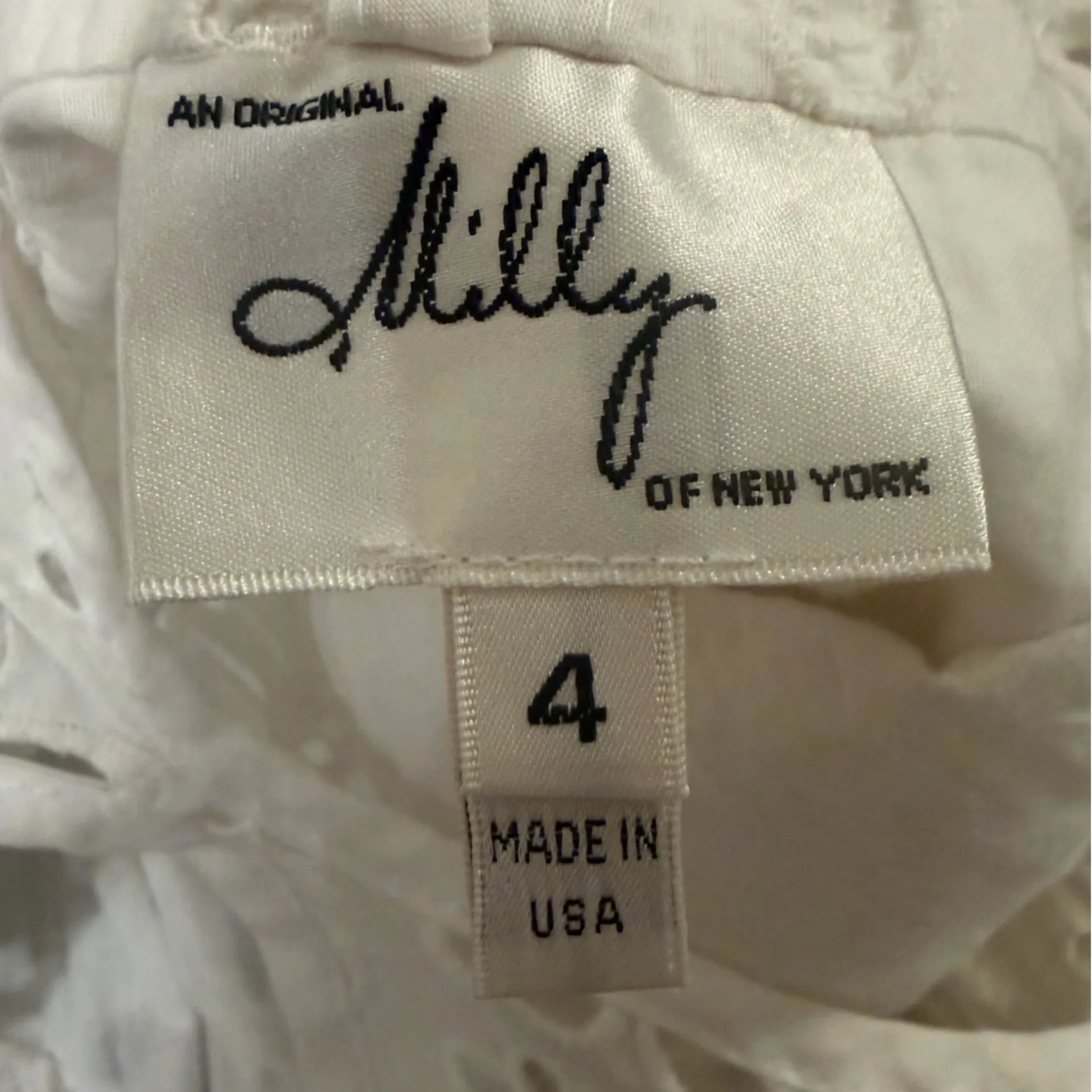 Milly New York Sleeveless White Eyelet Cotton Shift Mini Dress size 4 - Image 6