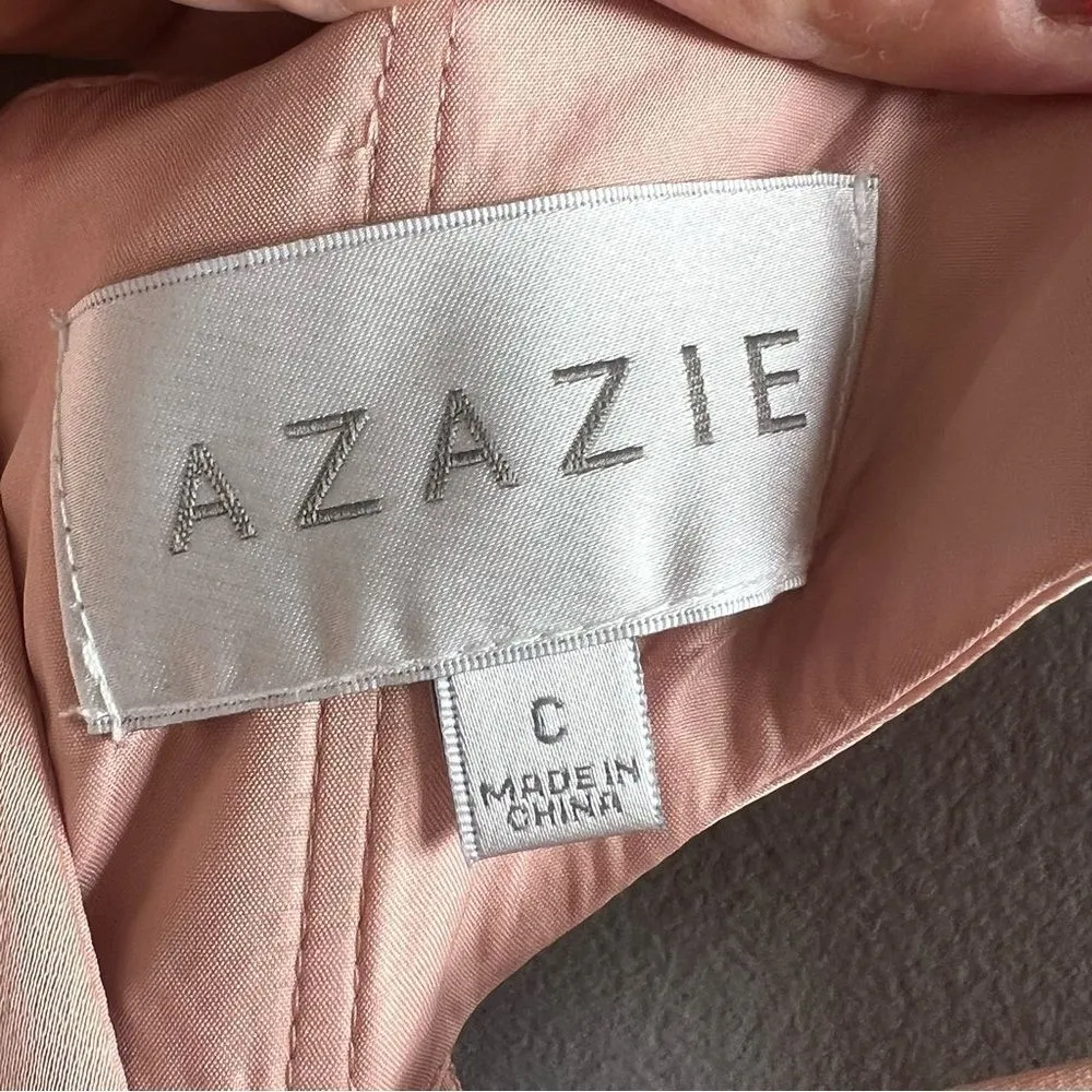 AZAZIE SHANIA NWT Rose Gold Sheath V-Neck Pleated Stretch Satin Dress Size C - Image 13