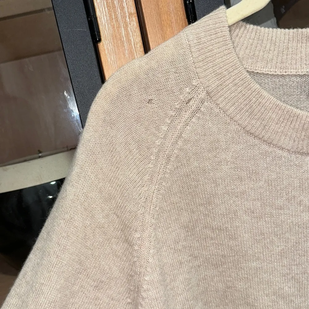 Veda x Reformation cashmere lamb leather sweater beige suede crewneck ribbed - Image 7