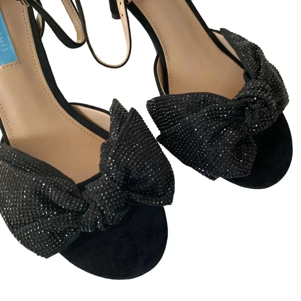 Draper James Livia Jeweled Ankle Strap Large Bow Sandals Black Size 7.5 NWT - Image 3