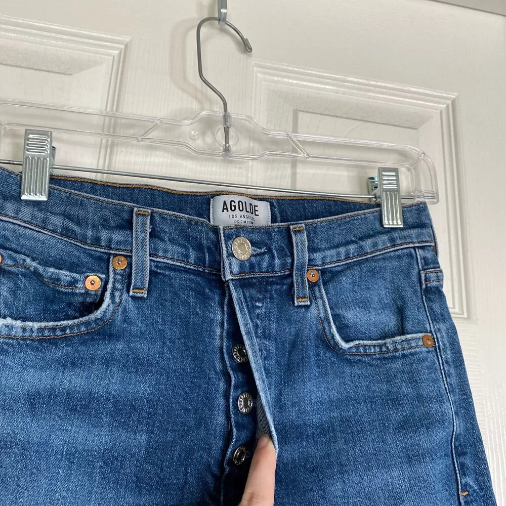 AGOLDE Nico High Rise Slim Fit Jeans Subdued Wash Size 25 Button Fly - Image 4