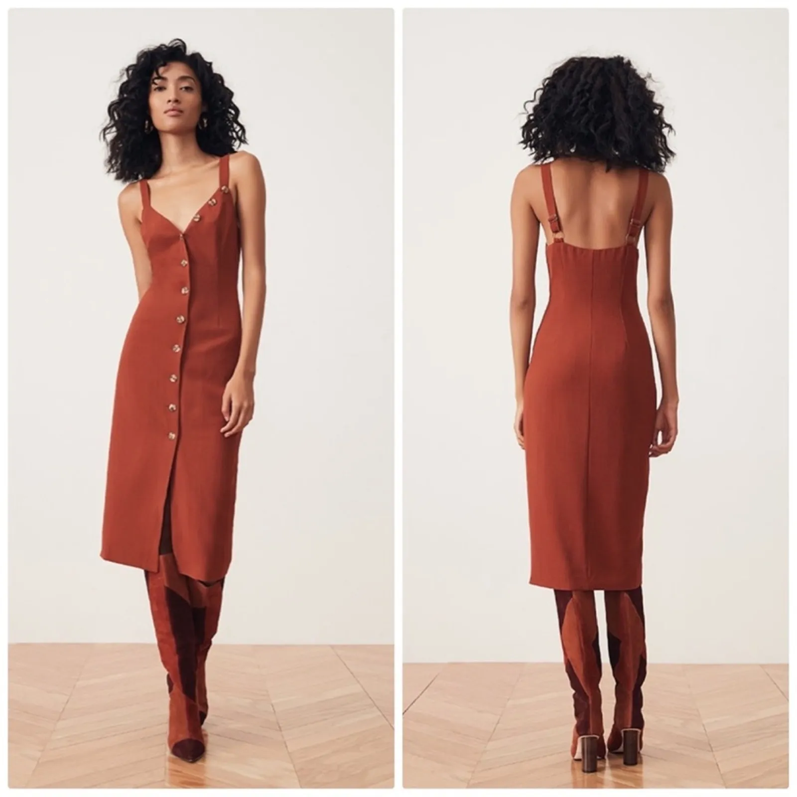 Song of Style Women's Isla Sleeveless Midi Dress in Sierra Brown‎ Size Small Orange - Image 2