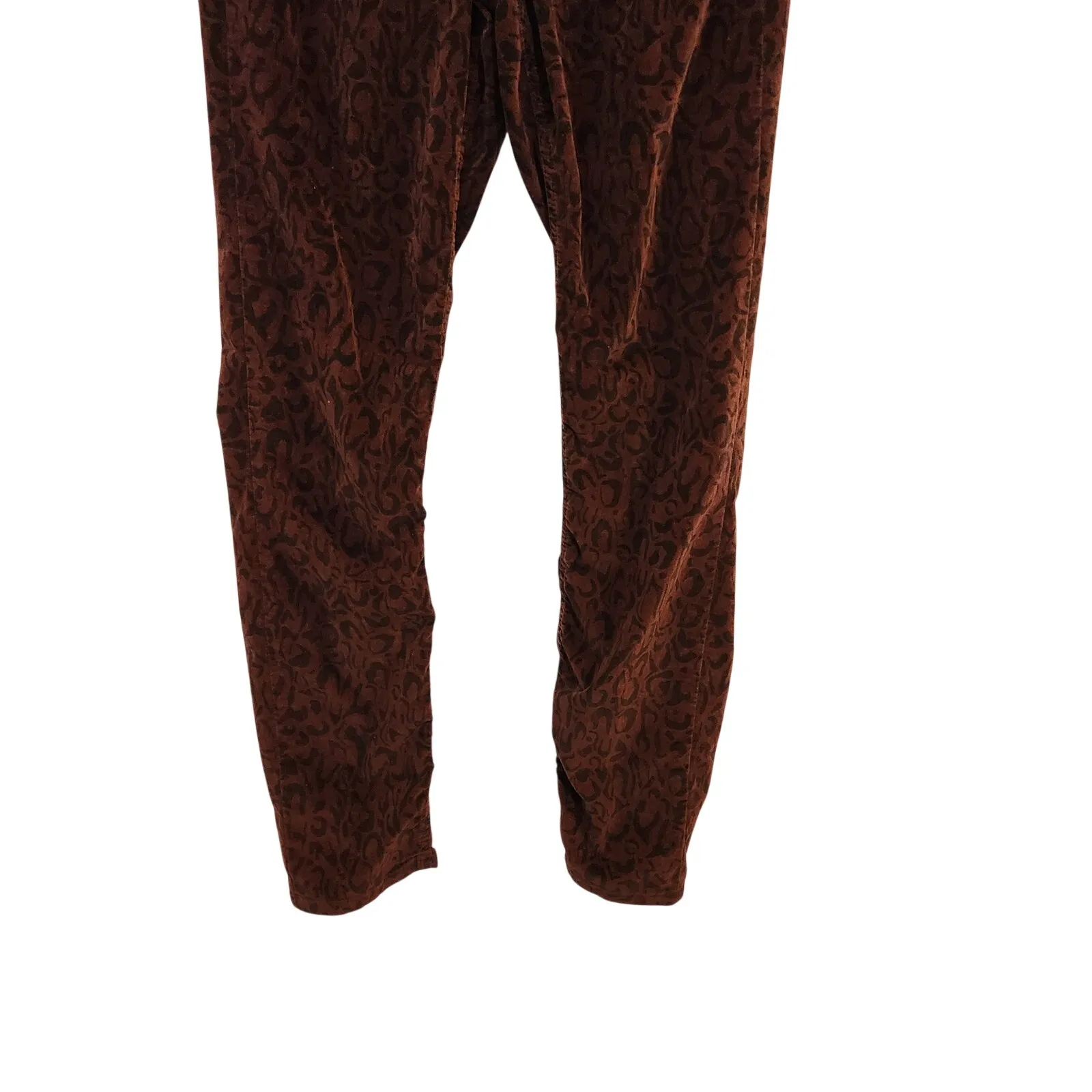 Wrap Brown Animal Print Preppy Mid Rise Straight Leg Velour Ankle Pants Size 8 - Image 4