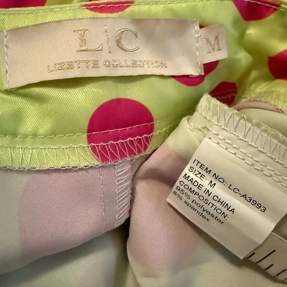 Polka Dot super Wide Leg palazzo pants in pink & Green size M Size M - Image 13