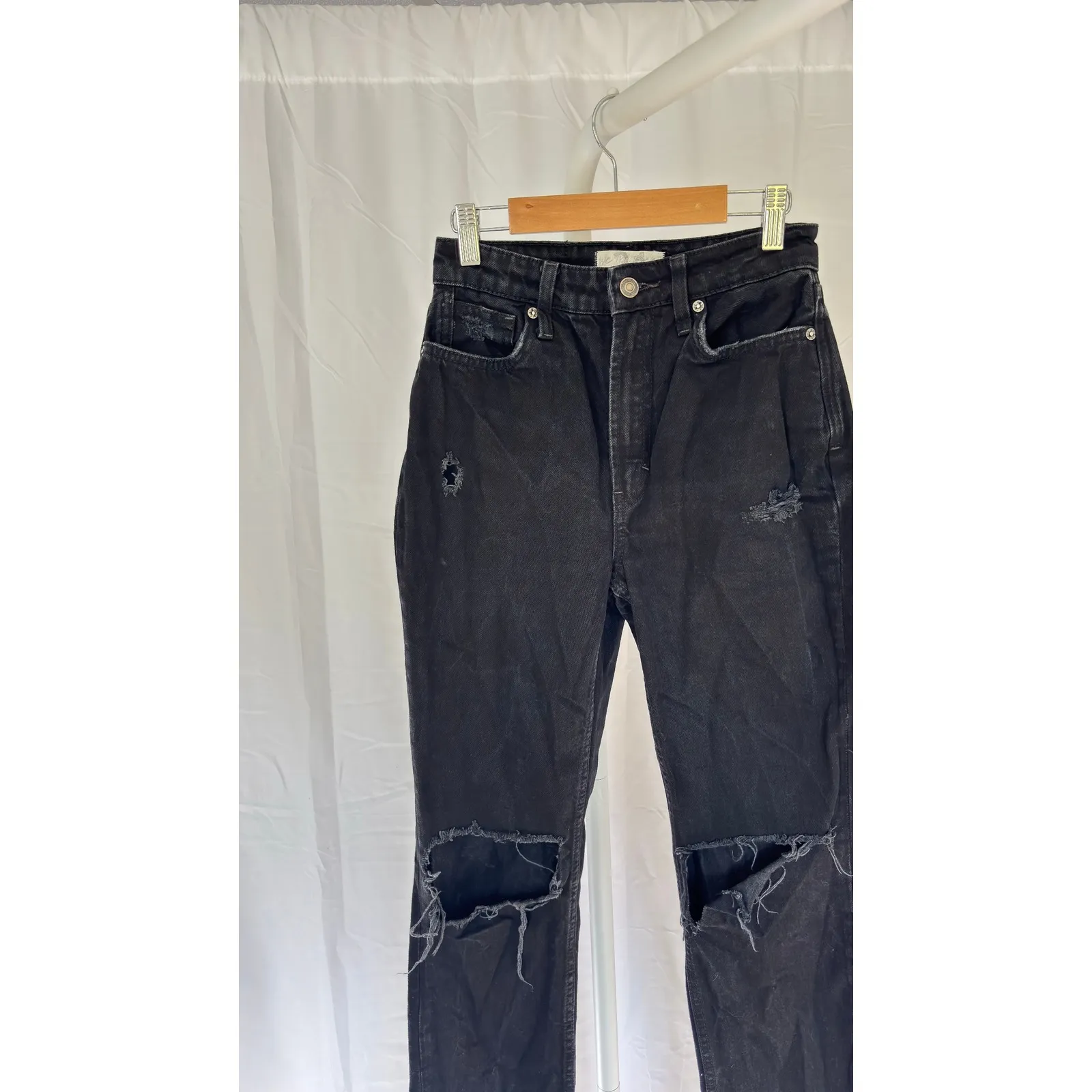 We The Free Black Distressed Ripped High Rise Straight Leg Jeans‎ Women's - Image 4