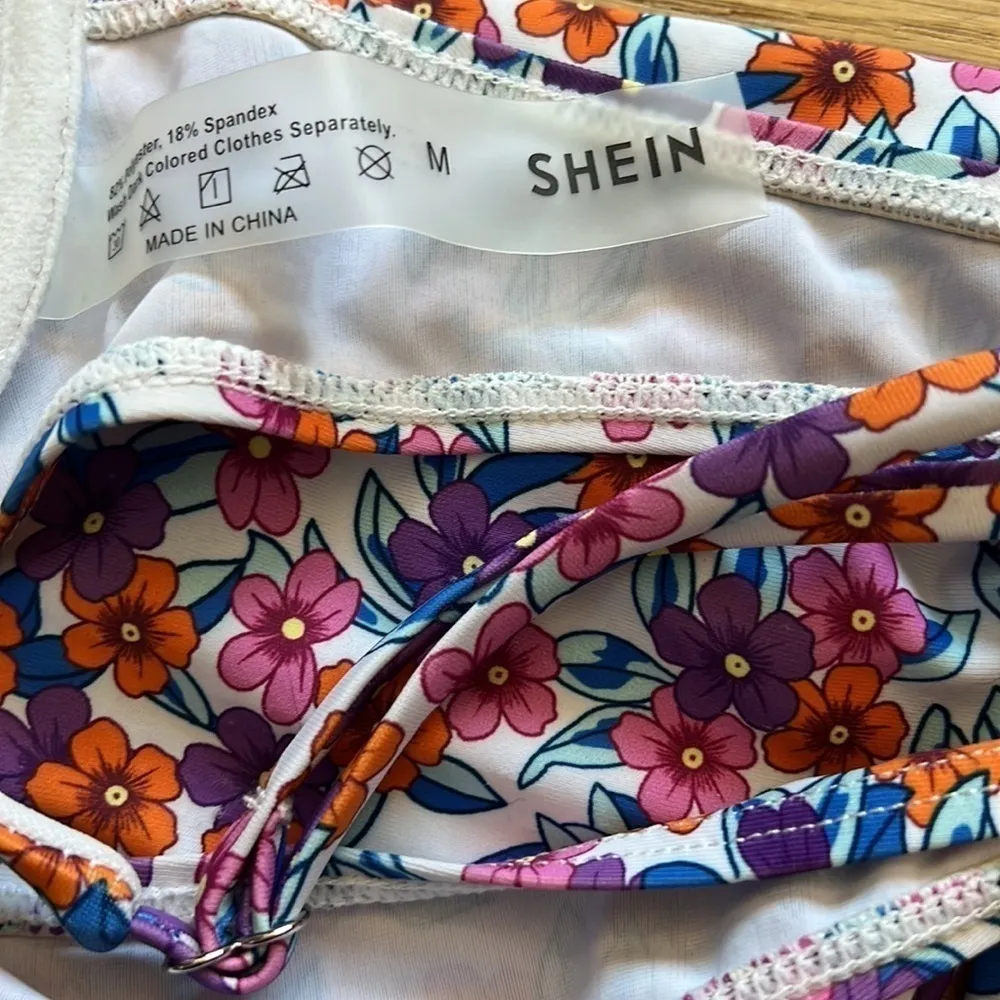 Floral Bikini High Cut Size Medium Two Piece Swimsuit - Image 3