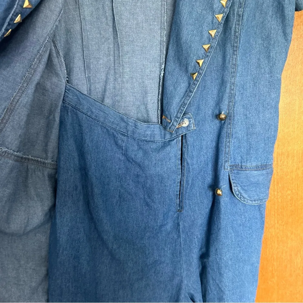 Vintage Ashlee Denim Studded Embellished Romper Size 14 Western Rodeo Concert Blue - Image 12