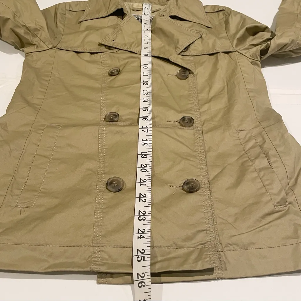 Schott Bros Khaki Nylon Trench Jacket | Size S | Lightweight Outerwear Tan - Image 11