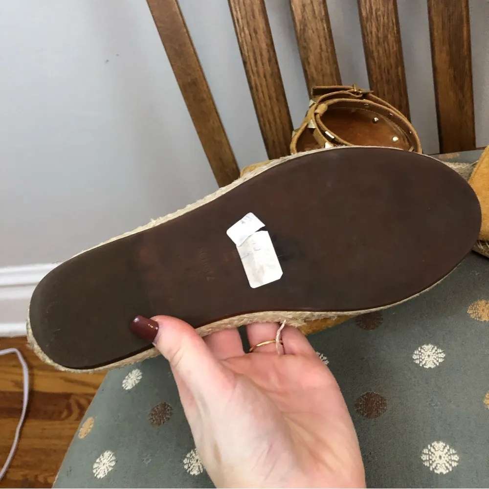 Schutz | Studded Suede Leather Espadrille Ankle Wrap Flat Sandals Size 8 - Image 9