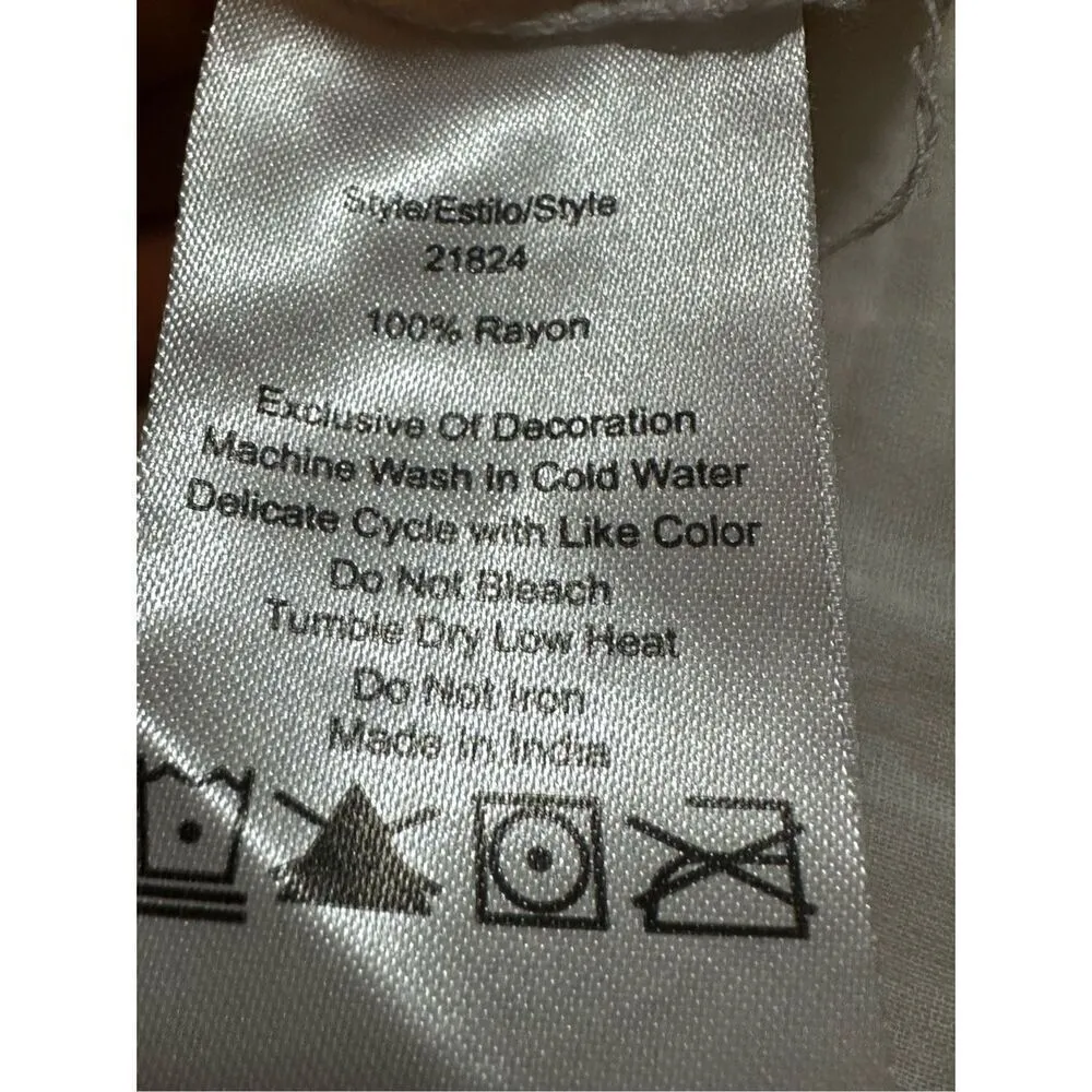 Riviera Sun Rayon Crepe Mini Dress with Multicolored Floral Embroidery Sz S White - Image 10