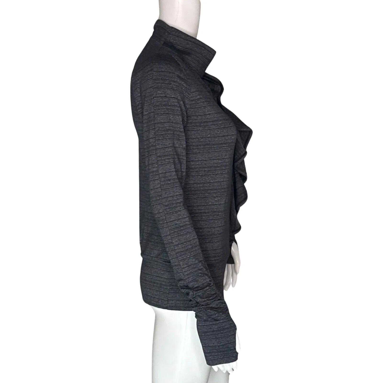 Anthropologie Pure & Good Jacket Womens XS Heather Gray Ruffle‎ Neutral Minimal - Image 2