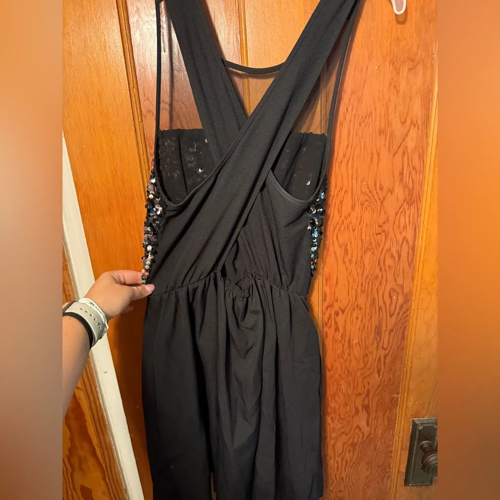 BONGO Black and Silver Sequin Backless Dress - Image 2