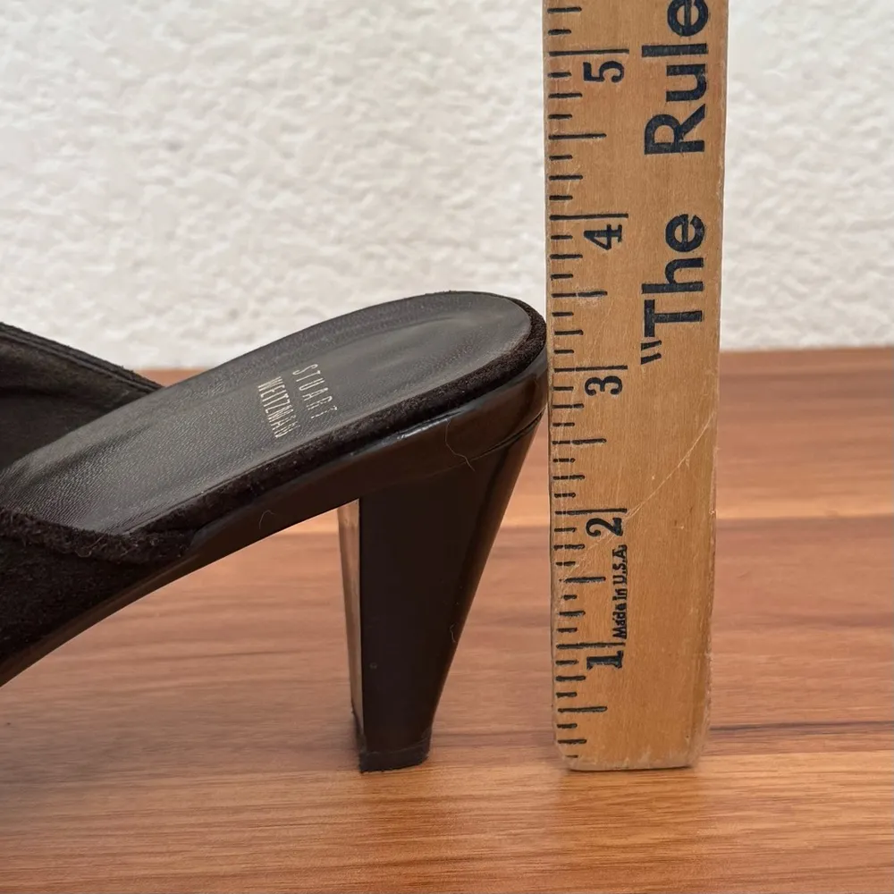 Brown Suede Leather Buckle Heeled Mules Clogs Size 9M - Image 11