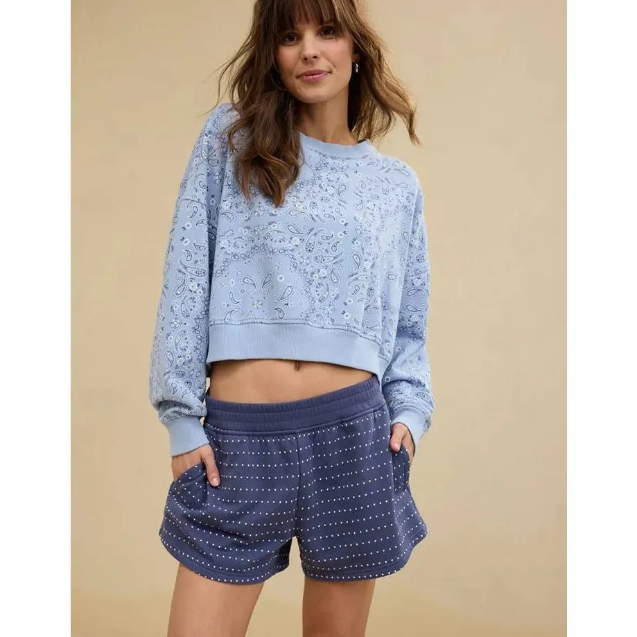 NWT Aerie Take It Easy Short size L Blue with White Dots - Image 5