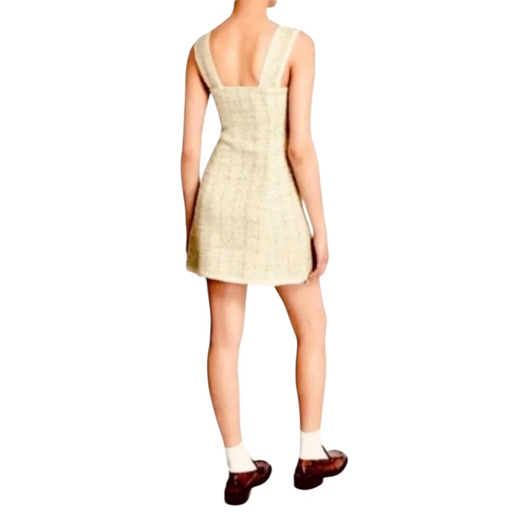 House of Harlow 1960 Cream Tweed Sleeveless MINI Dress XS - Image 3