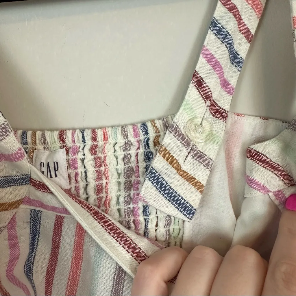 GAP | Rainbow Apronneck Multi Color Stripe Sleeveless Jumpsuit Size 2 Women's - Image 7