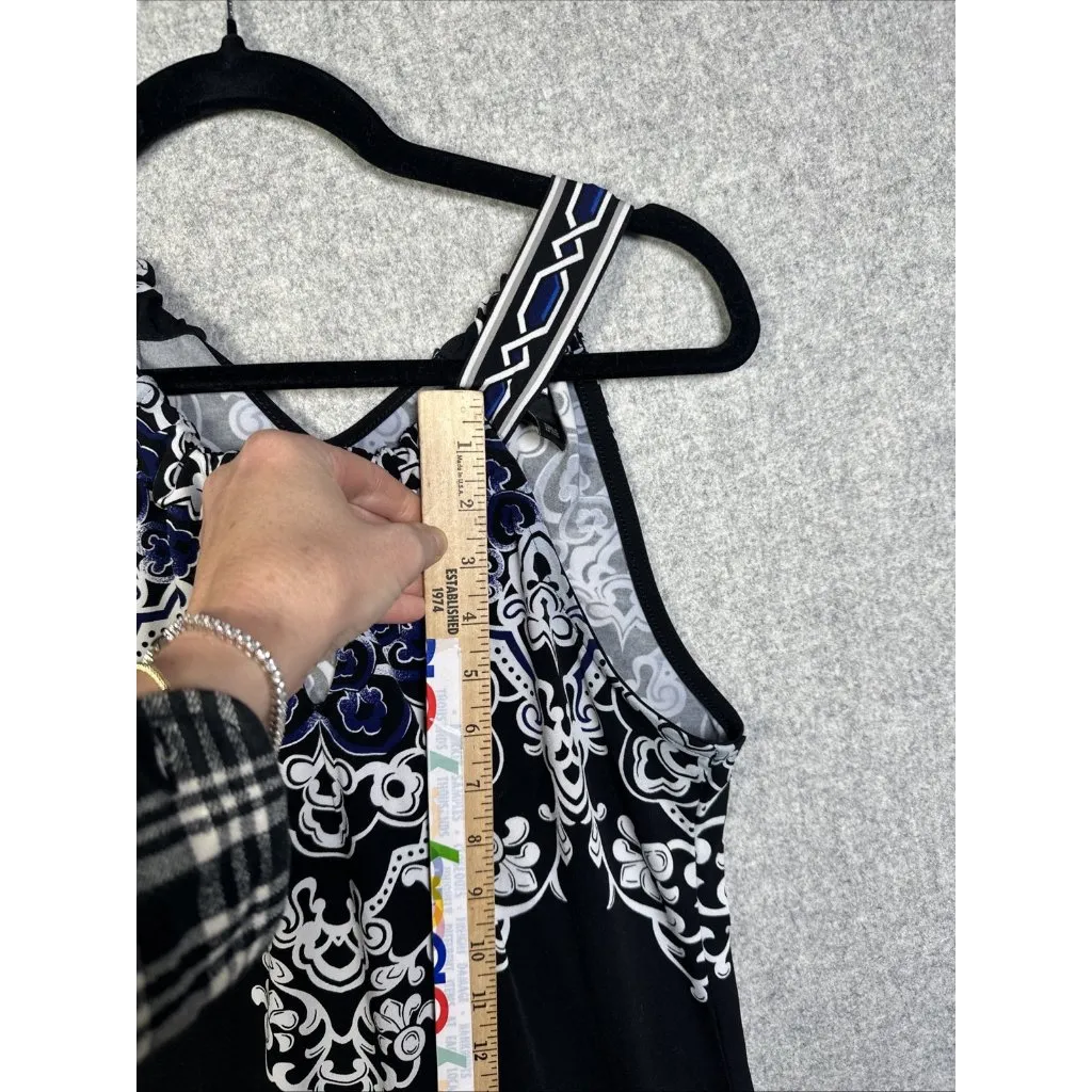 White House Black Market Small Womens Tank Top Sleeveless Black Stretch Keyhole - Image 4