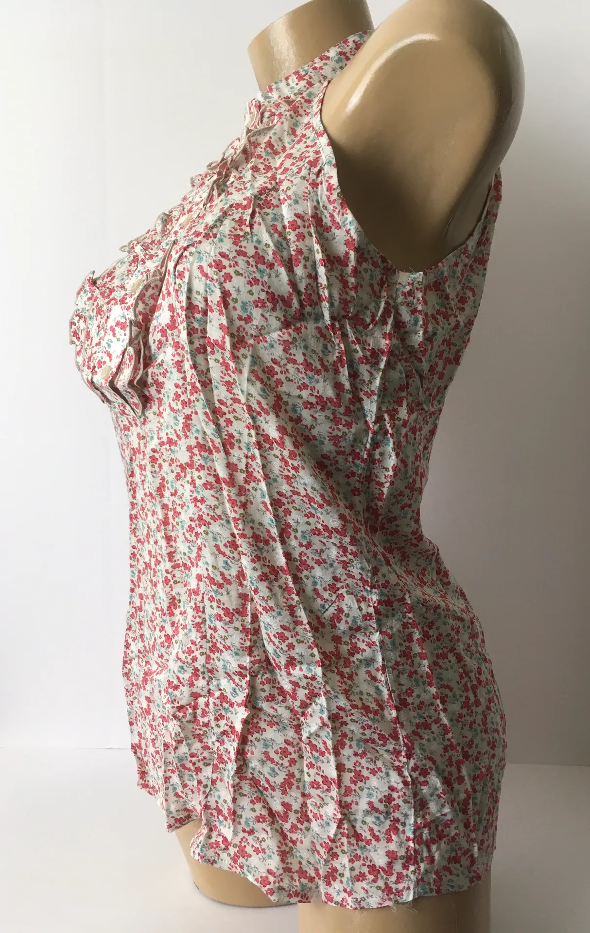 Red Floral Blouse, Large - Image 3