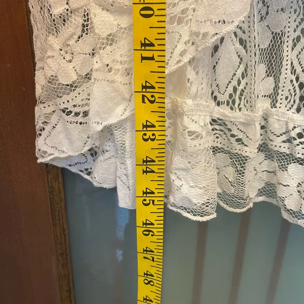 Cupshe White Lined Boho Hippie Bridal Beach Hi Low Spaghetti Strap Dress NWT XL - Image 8