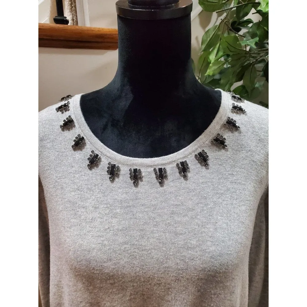 Simply Vera Womens Gray Cotton Long Sleeve Round Neck Pullover Sweater Size 2X - Image 2