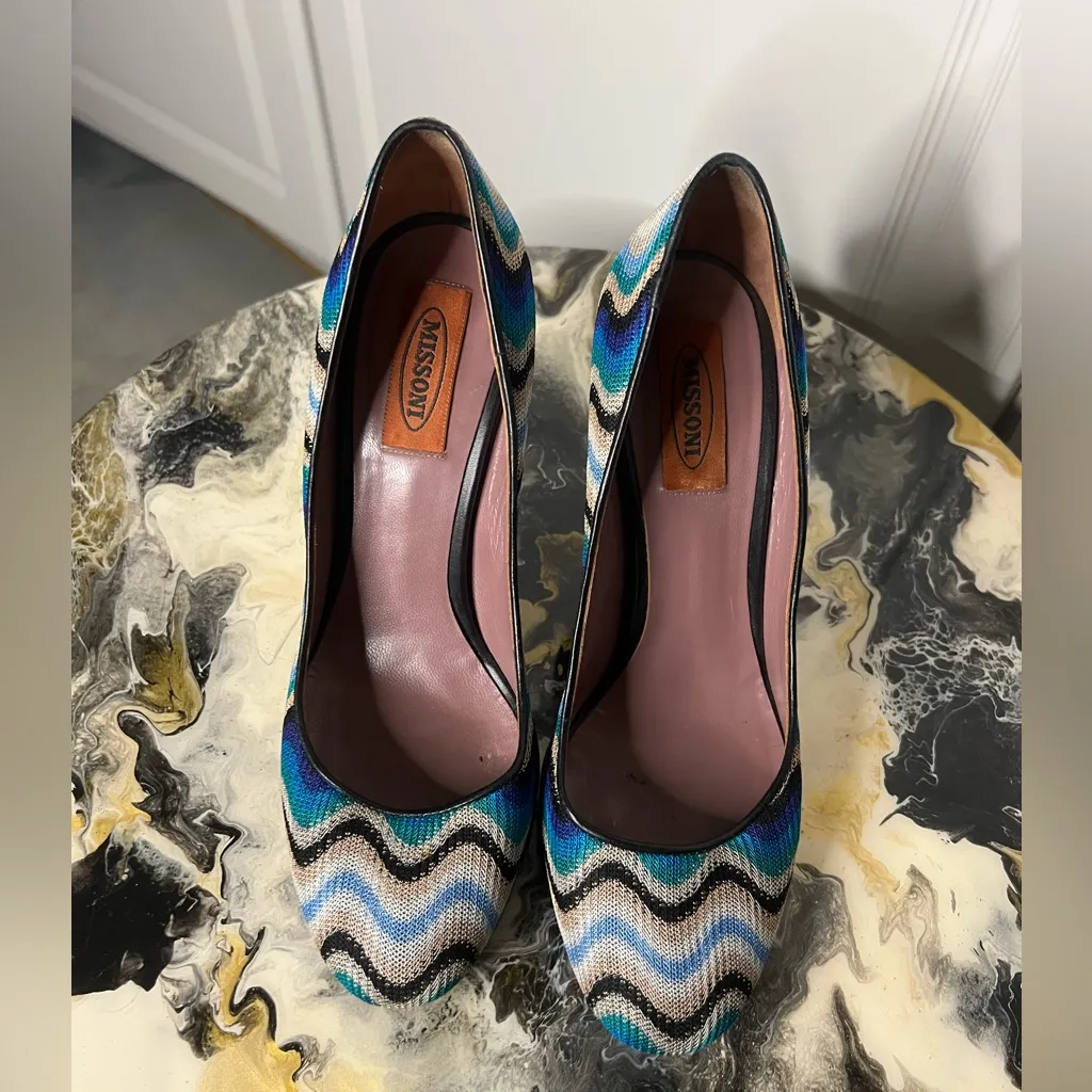Missoni Early 2000s Zigzag Woven Stiletto Heels Size 38 - Image 2