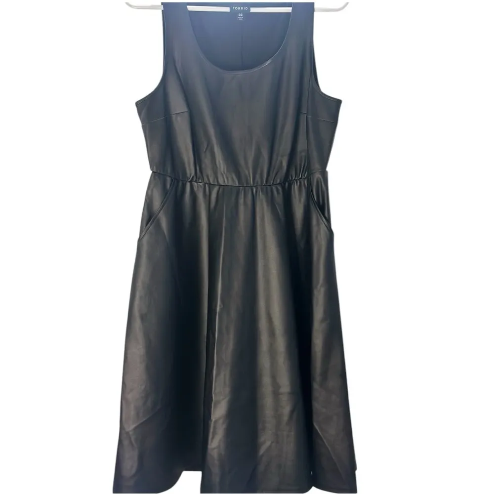 Torrid Black Faux Leather Sleeveless Fit & Flare Dress – Edgy & Chic - Image 3