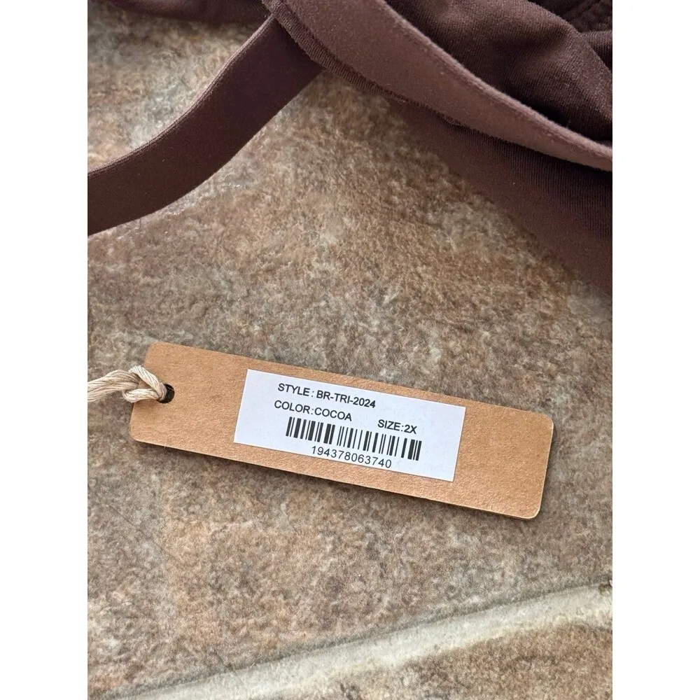Skims Fits Everybody Triangle Bralette Cocoa Size 2X - Image 8