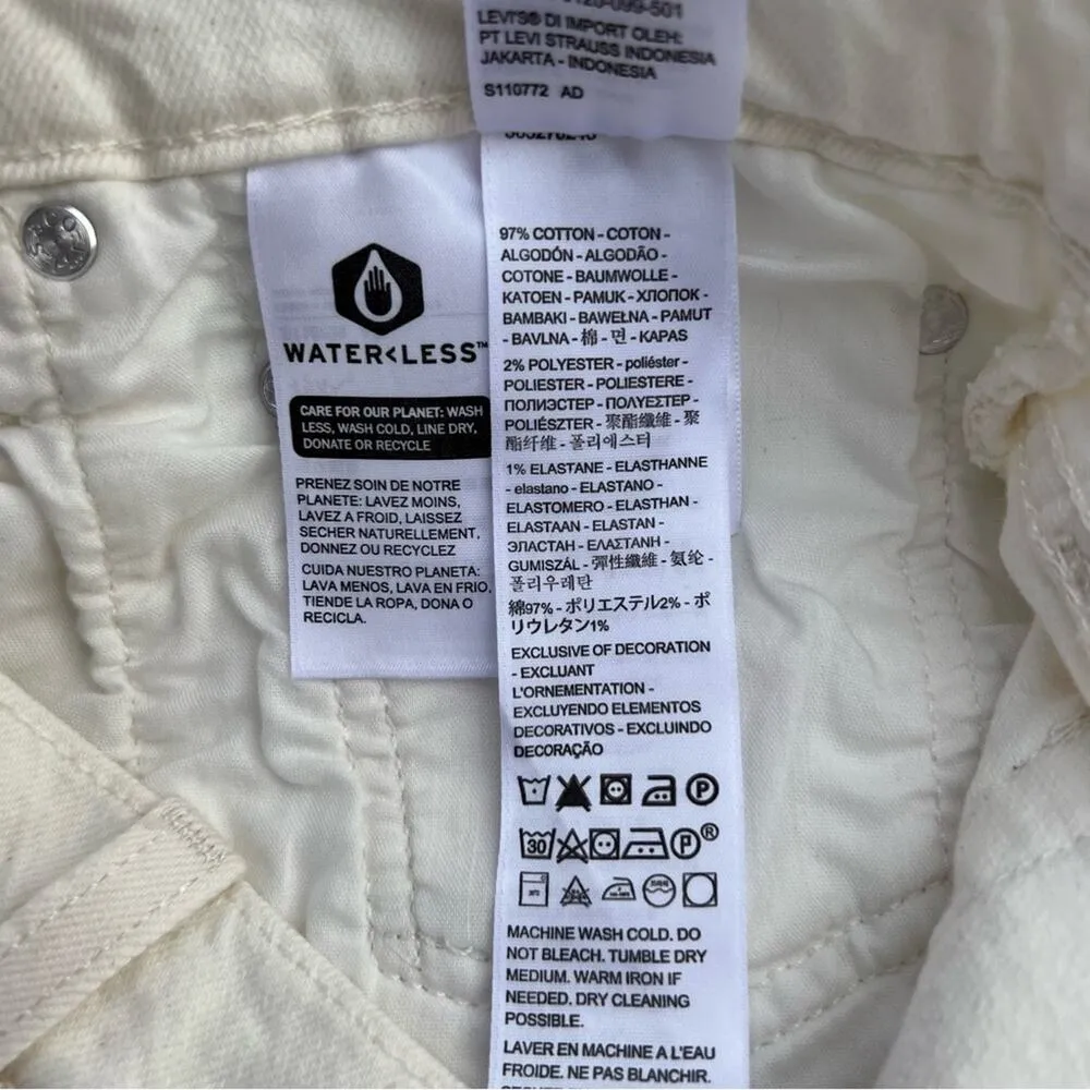 Levi’s 501 white frayed hem button fly distressed festival Jean shorts - Image 8