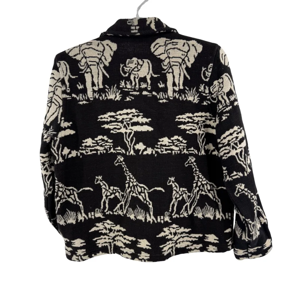 New Identity tapestry Black cream Safari Print blazer jacket M elephant neutral Size M - Image 2