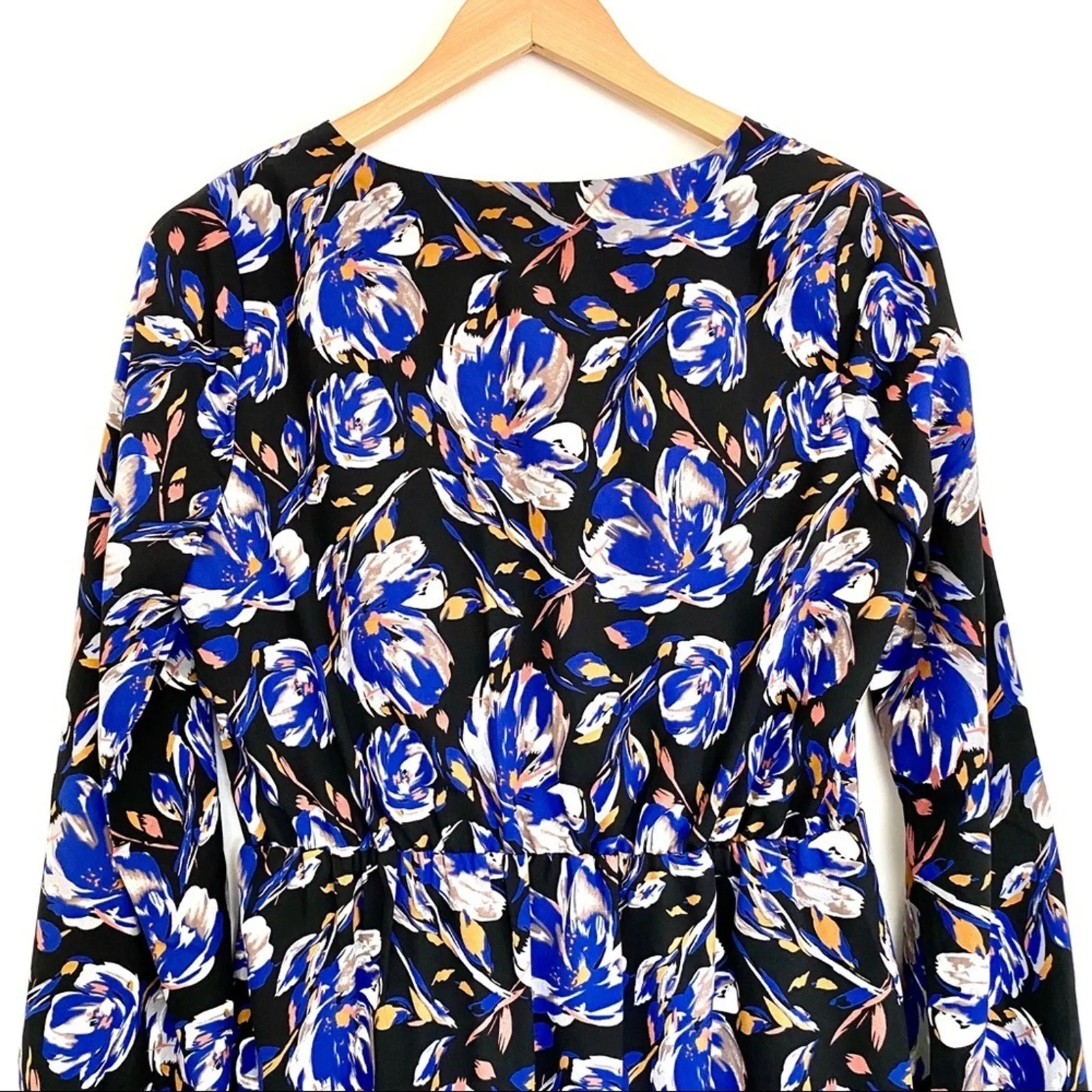 Skies are Blue dress women's M floral faux wrap knee length long sleeve shift - Image 4