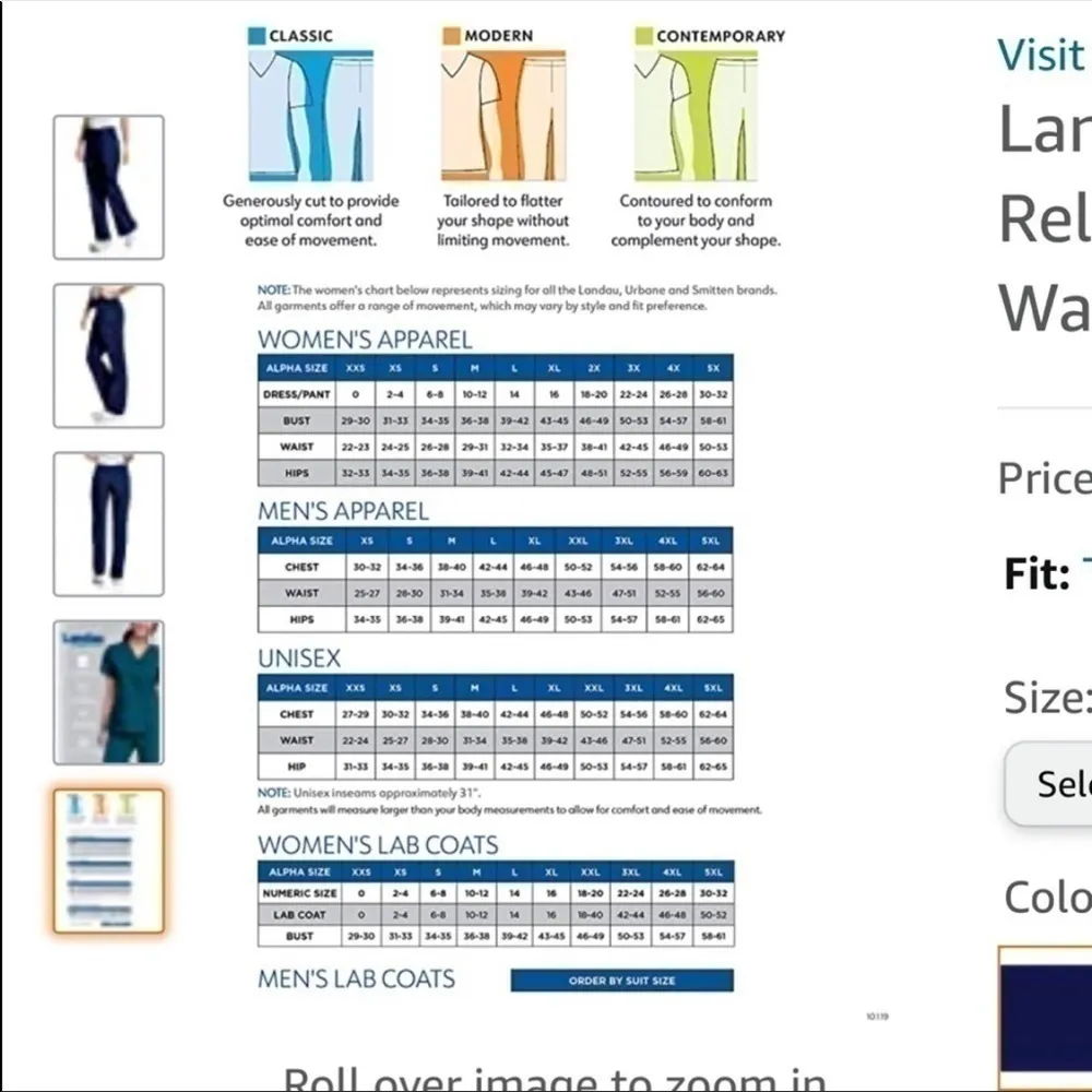 LANDAU Classic Relaxed Fit Scrub Pants 8335 Blue Size undefined - Image 2