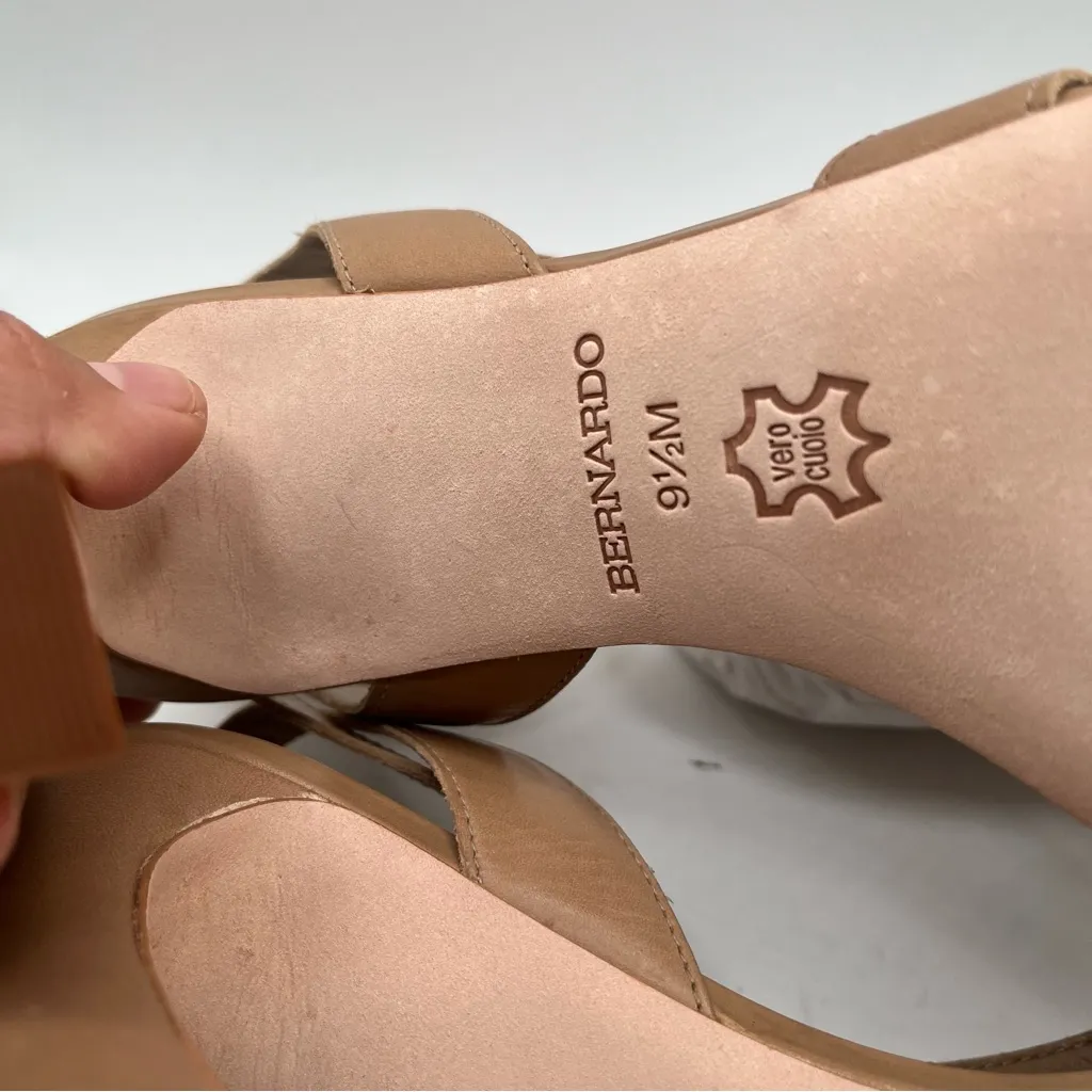 NWB Bernardo Leather Sandal Leslie size 9.5 beige tan heels strappy  1299 - Image 13