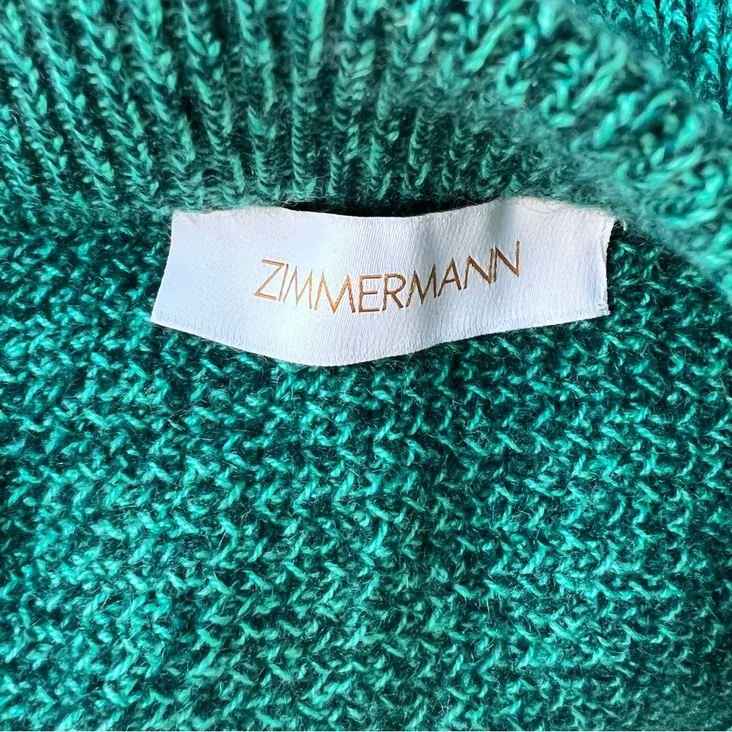 Zimmemann Celestian Tassel Trim Cashmere And Merino Wool Sweater In Green - Image 16