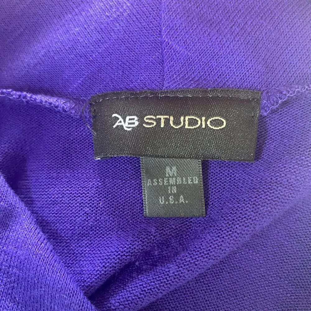 AB Studio  purple long sleeve stretchy sweater cardigan women's size medium - Image 9
