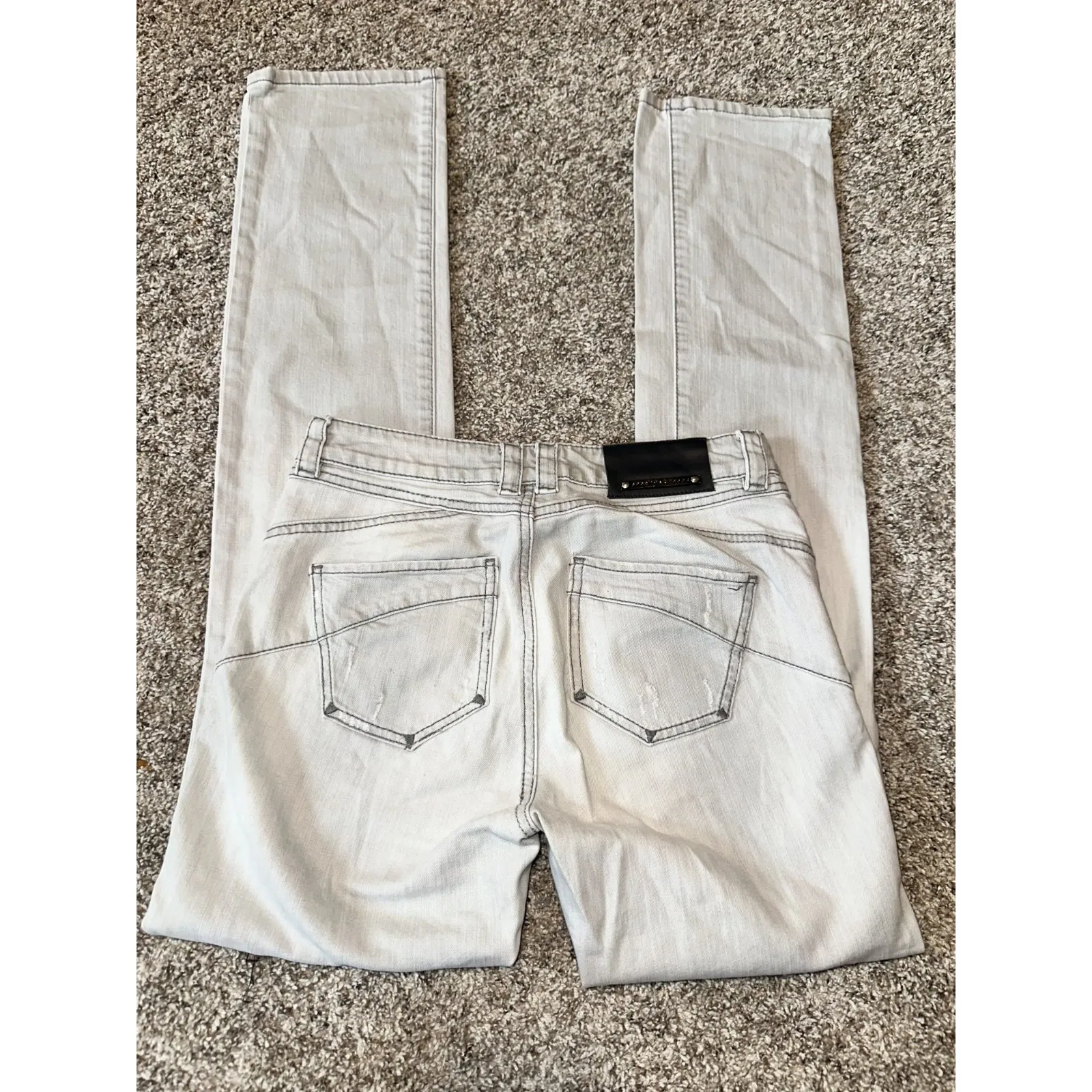 SPORTMAX MAX MARA CODE GREY DISTRESSED STRAIGHT LEG‎ JEANS EUC SIZE 6 - Image 6