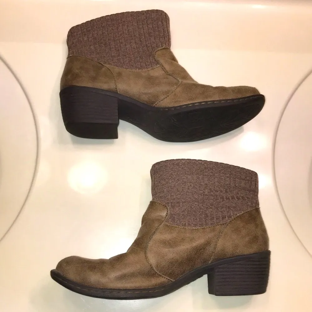 B.O.C. Women’s Bendell Taupe Brown Leather Suede Knit Sock Ankle Booties Size 8.5 - Image 5